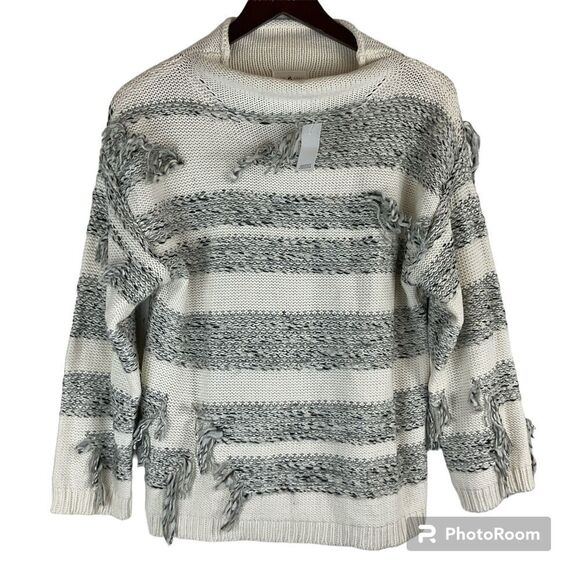 New Lou & Grey Women S Sweater Distressed Roll Neck Wool Blend Fringe Out Top N3 - Picture 1 of 12